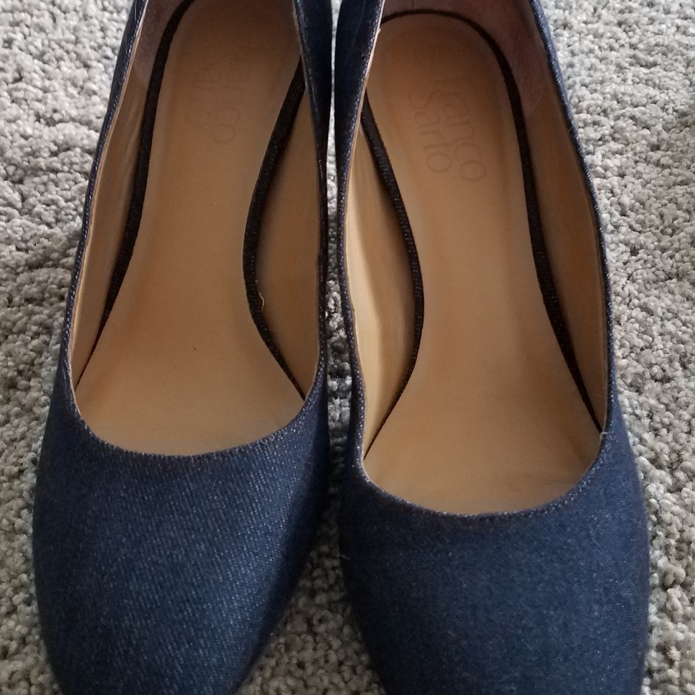 Franco Sarto Block Heel Denim Pump